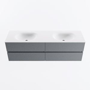 MONDIAZ VICA 160cm badmeubel onderkast Plata 4 lades. Wastafel MOON dubbel 2 kraangaten, kleur Talc.