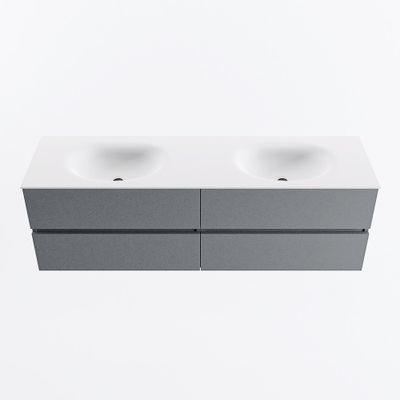 MONDIAZ VICA 160cm badmeubel onderkast Plata 4 lades. Wastafel MOON dubbel 2 kraangaten, kleur Talc.