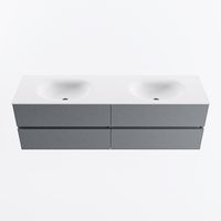 MONDIAZ VICA 160cm badmeubel onderkast Plata 4 lades. Wastafel MOON dubbel 2 kraangaten, kleur Talc.