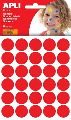 Apli Kids stickers, cirkel diameter 20 mm, blister met 180 stuks, rood