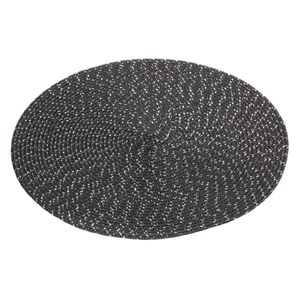 1x Tafelonderleggers/placemats rond zwart met glitter 38 cm   -