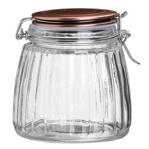 Urban Living Weckpot/inmaakpot - 1L - glas - met beugelsluiting - koperen deksel - Weckpotten