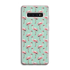 Flamingoprint groen: Samsung Galaxy S10 4G Transparant Hoesje