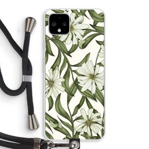 Wit bloemenpatroon: Pixel 4 XL Transparant Hoesje met koord