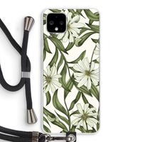 Wit bloemenpatroon: Pixel 4 XL Transparant Hoesje met koord