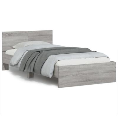 Bedframe met hoofdbord en LED grijs sonoma eiken 100x200 cm