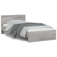 Bedframe met hoofdbord en LED grijs sonoma eiken 100x200 cm