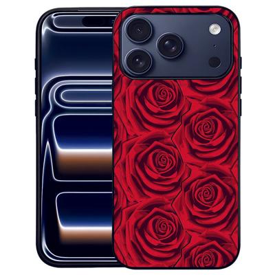 Red Roses iPhone 17 Pro Max | Hoesje Zwart TPU PU Kunstleer