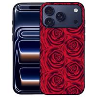 Red Roses iPhone 17 Pro Max | Hoesje Zwart TPU PU Kunstleer
