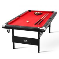 VEVOR pooltafel, 7ft pooltafel, opvouwbare ruimtebesparende tafel, pooltafelset inclusief ballen, keuen, krijt, zwart, perfect voor familiespeelkamer voor kinderen en volwassenen