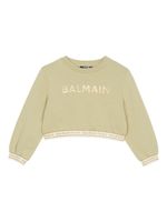 Balmain Kids logo-print cotton sweatshirt - Vert - thumbnail