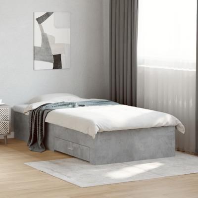Bedframe met lades bewerkt hout betongrijs 90x200 cm