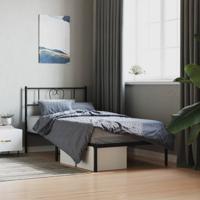 Bedframe met hoofdbord metaal zwart 90x190 cm