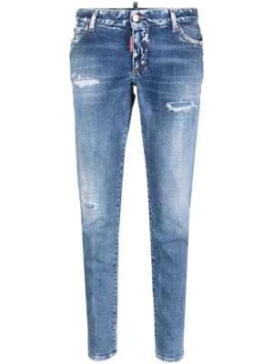 DSQUARED2 jean court à effet usé - Bleu