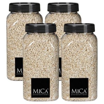 Mica Decorations decoratie stenen/granulaat - 4x - 650ml - creme - hobby steentjes