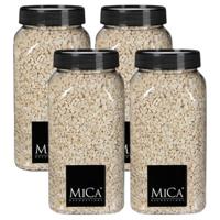 Mica Decorations decoratie stenen/granulaat - 4x - 650ml - creme - hobby steentjes