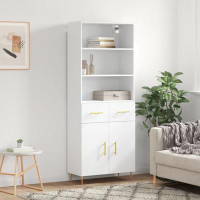 Hoge kast 69,5x34x180 cm bewerkt hout wit