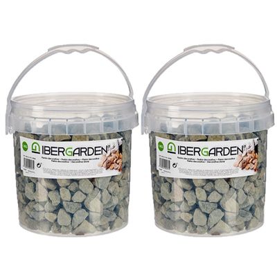 2x pakjes decoratie steentjes/kiezels grijs grof 3 kg