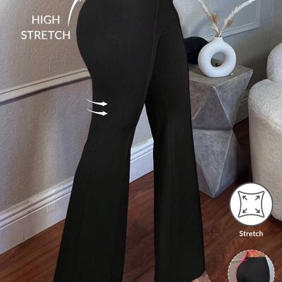 Camel Low Waist Flare Leg Skinny Suit Pants - Elegant Knit Trousers Black / XS
