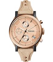 Horlogeband Fossil ES3786 Onderliggend Leder Beige 18mm - thumbnail