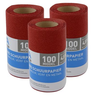 Schuurpapier - 3x Rol - P100 - 110mm x 4,5m - Middelgrof Schuurpapier - 3x Rol - P100 - 110mm x 4,5m - Middelgrof