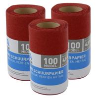Schuurpapier - 3x Rol - P100 - 110mm x 4,5m - Middelgrof