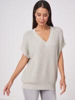 Trui met korte mouwen en minipailletten van katoen cashmere melange