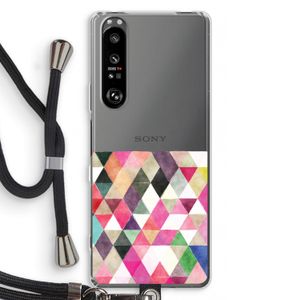 Gekleurde driehoekjes: Sony Xperia 1 III Transparant Hoesje met koord