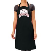 Queen of the kitchen Nicky keukenschort/ barbecue schort zwart voor dames   - - thumbnail