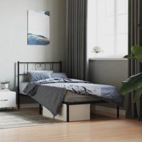 Bedframe met hoofdbord metaal zwart 90x200 cm