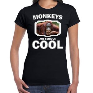 Dieren gekke orangoetan t-shirt zwart dames - monkeys are cool shirt