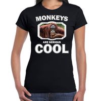 Dieren gekke orangoetan t-shirt zwart dames - monkeys are cool shirt - thumbnail