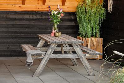 Picknicktafel basis vuren grijs geimpregneerd 180 cm Tuindeco - Tuindeco