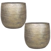 Set van 3x stuks luxe plantenpotten/bloempotten goud Mira van keramiek 14 cm