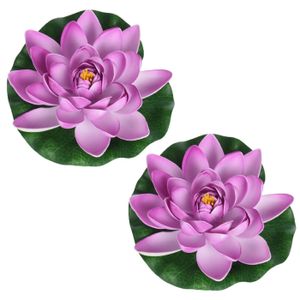 2x Lila paarse drijvende kunst waterlelie bloemen 18 cm