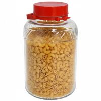 Gerimport Voedsel opslag container - glas - 10 liter - afsluitdop en hengsel - transparant/rood