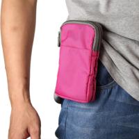 Multifunctionele casual sport mobiele telefoon dubbele rits taille pack diagonale tas voor 6 9 inch of onder smartphones (Rose Red)