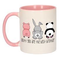 Cadeau koffie/thee mok voor broer - roze - keramiek - 300 ml Cadeau koffie/thee mok voor broer - roze - keramiek - 300 ml