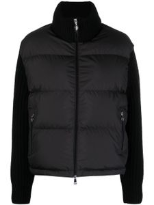 Moncler doudoune à empiècements en maille - Noir