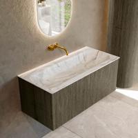Badmeubel Mondiaz Kurve-Dlux | 100 cm cm | Meubelkleur Shadow | Wastafelkleur Glace | Solid surface | Wasbak midden spoelbak | Zonder kraangat(en)