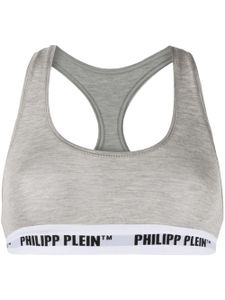 Philipp Plein brassière de sport à bande logo - Gris