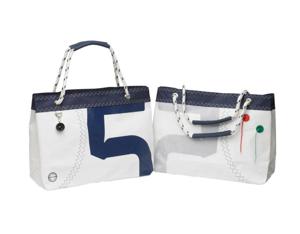 Trend Marine Zeildoek Boodschappentas Met Hengsels Van Touw Sea Wave Navy Default