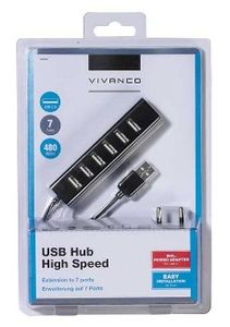 Vivanco 36661 interface hub USB 2.0 480 Mbit/s Zwart
