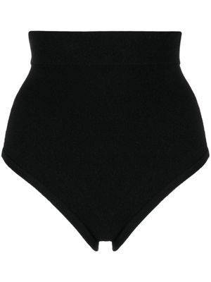 Cashmere In Love short court en maille fine nervurée - Noir