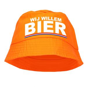 Wij Willem BIER bucket hat / zonnehoedje oranje voor Koningsdag/ EK/ WK