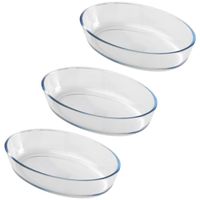 Chef Traiteur Ovenschaal van borosilicaat glas - 3x - ovaal - 0.75 Liter - 22 x 14 x 5 cm