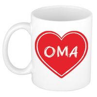 Bellatio Decorations Liefste oma verjaardag cadeau mok - rood hartje - 300 ml - opa/oma dag   -