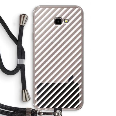 Strepen zwart-wit: Samsung Galaxy J4 Plus Transparant Hoesje met koord