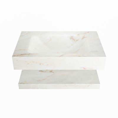 MONDIAZ ALAN-DLUX 70cm planchet Frappe. Vrijhangende wastafel CLOUD midden zonder kraangat, kleur Frappe.