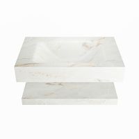 MONDIAZ ALAN-DLUX 70cm planchet Frappe. Vrijhangende wastafel CLOUD midden zonder kraangat, kleur Frappe.